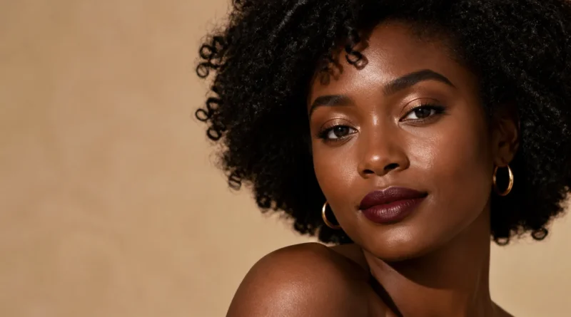 maquiagem para pele negra com batom vinho