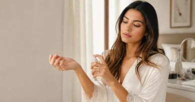 mulher aplicando perfume nos pontos de pulso para fazer a fragrância durar mais