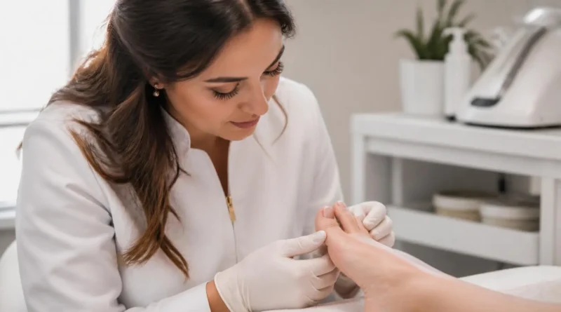 cuidado profissional para avaliar alteração em unha com suspeita de micose