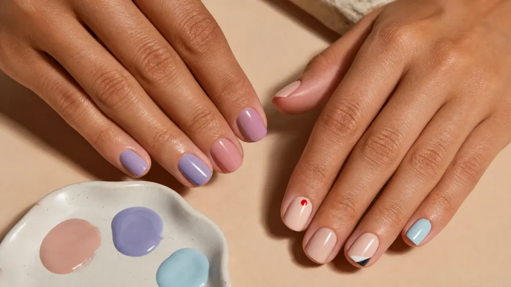 unhas decoradas simples com combinações de cores