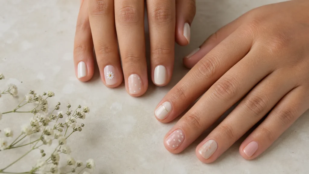 unhas decoradas simples naturais e delicadas