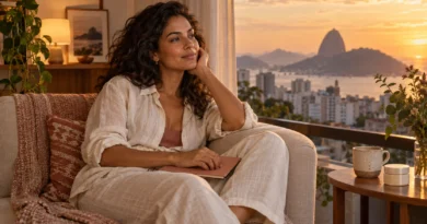 mulher aproveitando um domingo tranquilo antes de começar uma nova semana
