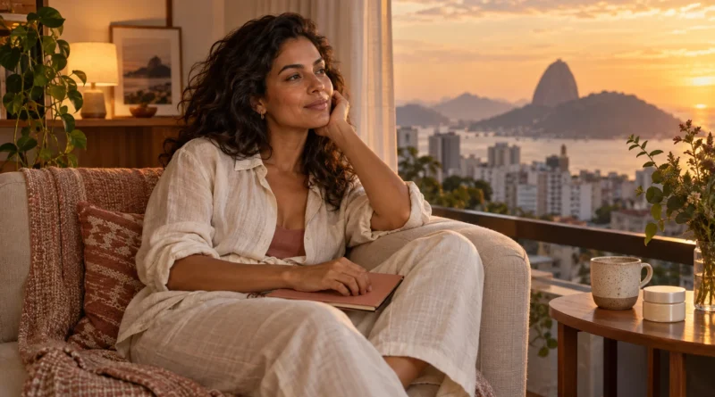 mulher aproveitando um domingo tranquilo antes de começar uma nova semana