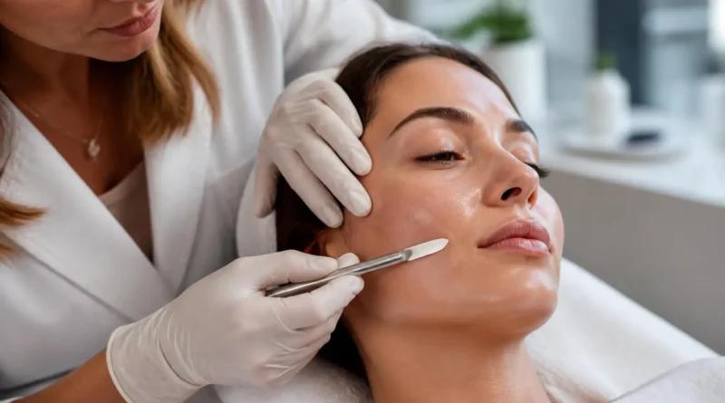 Dermaplaning realizado por profissional para deixar a pele mais lisa e luminosa