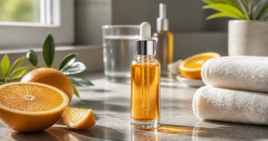 Melhor vitamina C para o rosto com sérum de skincare em uma rotina de cuidados com a pele