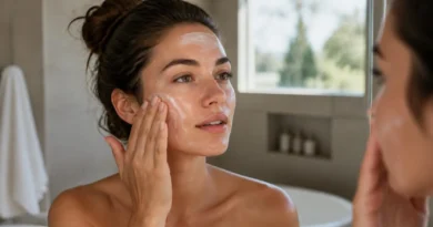 Mulher aplicando protetor solar facial adequado ao tipo de pele