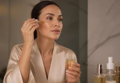 Retinol para que serve: mulher aplicando produto de skincare com retinol na rotina de cuidados com a pele