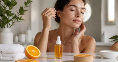 Vitamina C no skincare aplicada em rotina de cuidados faciais para uma pele mais luminosa e saudável