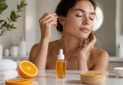Vitamina C no skincare aplicada em rotina de cuidados faciais para uma pele mais luminosa e saudável