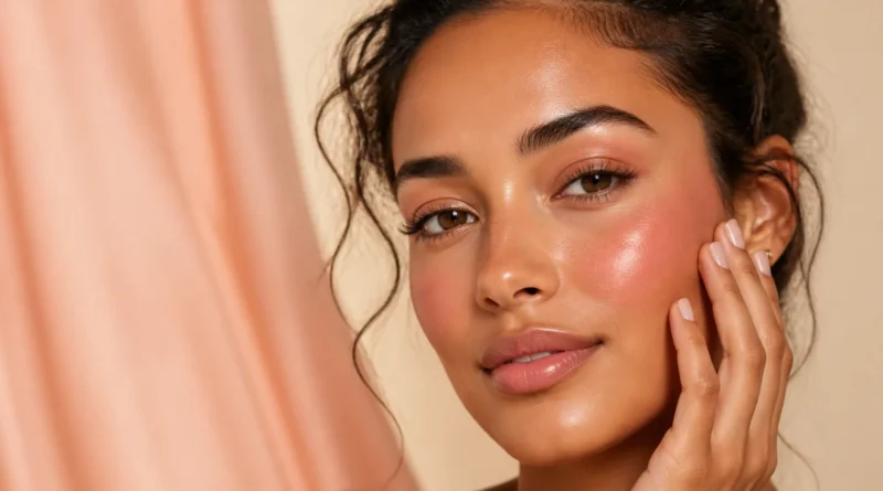 maquiagem leve com blush cremoso e pele iluminada