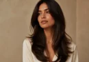 cabelo longo em camadas com movimento suave e pontas iluminadas