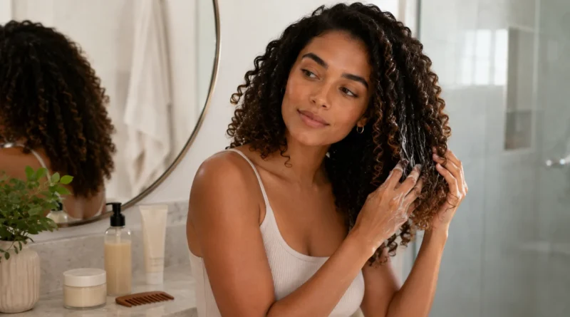 cabelo poroso cacheado com frizz e cuidados de tratamento