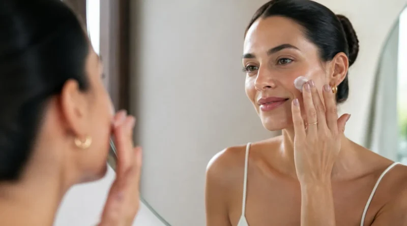 hidratante com ceramidas para o rosto em rotina de skincare