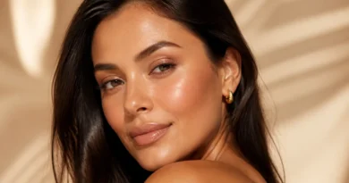 maquiagem bronze suave com pele iluminada, blush quente e olhos em tons dourados