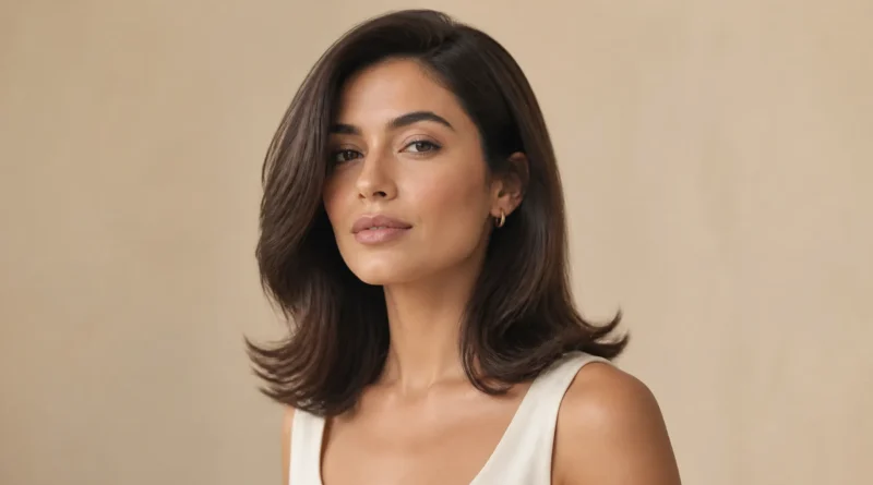 cabelo castanho médio com pontas viradas para fora e movimento suave