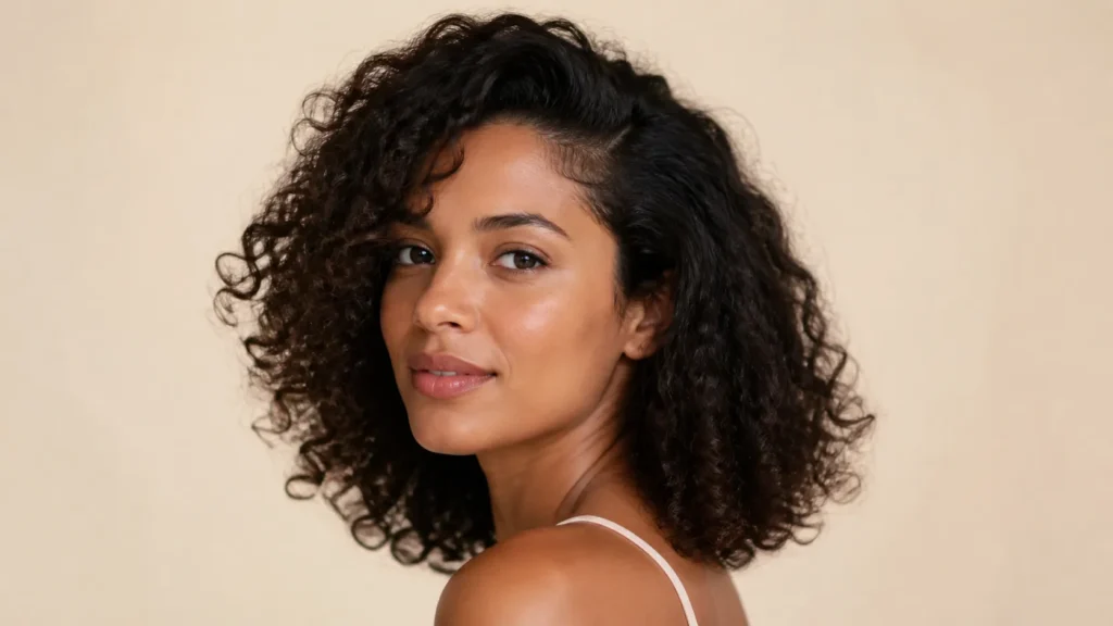 risca lateral em cabelo cacheado