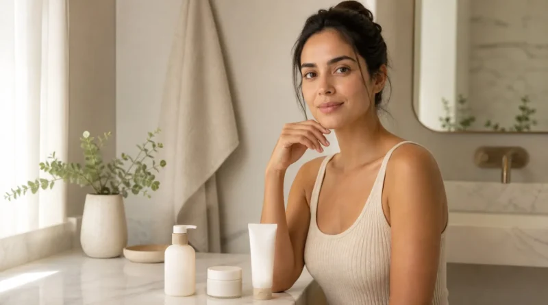 rotina de skincare para pele sensível com produtos suaves