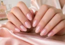 unhas com laço delicadas em estilo coquette