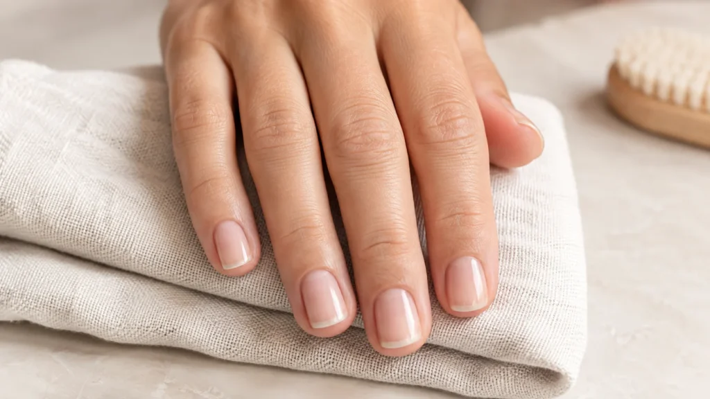 formato de unhas quadradas curtas com ponta reta e cantos suavizados