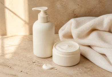 loção corporal sem marca com textura cremosa