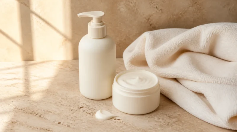 loção corporal sem marca com textura cremosa