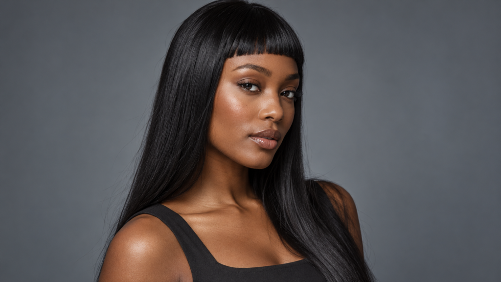 Microfranja reta em cabelo longo e liso