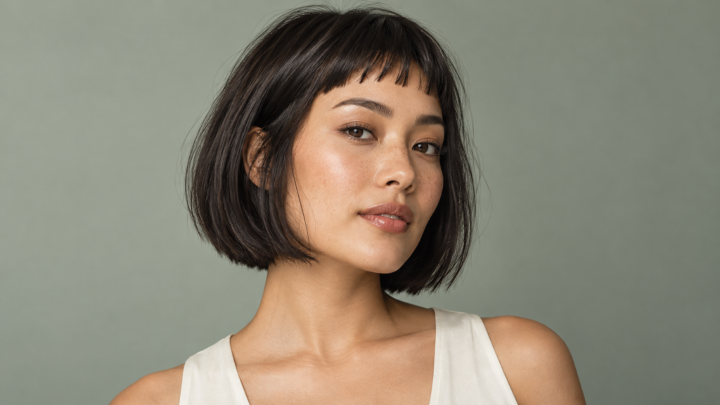 Corte bob na altura do queixo com microfranja