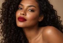 Batom aveludado: a cor intensa voltou mais confortável Mulher negra usando batom aveludado vermelho com maquiagem leve.