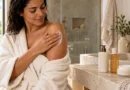 mulher realizando rotina de bodycare com hidratante corporal após o banho