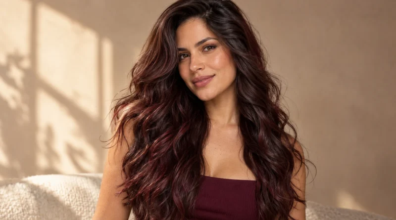 cabelo cherry cola castanho escuro com reflexos vinho e vermelho-cereja