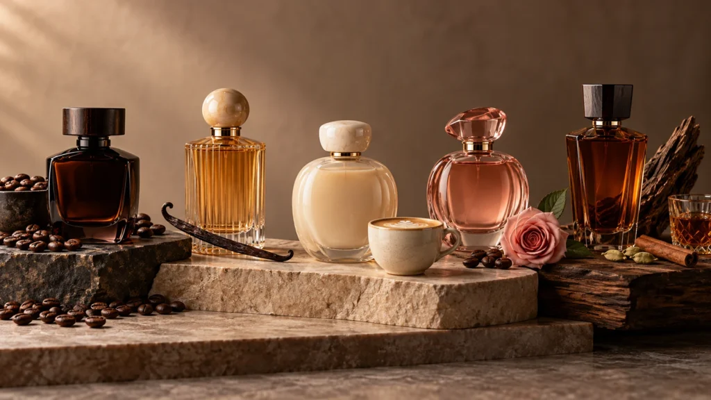 Perfume com notas de café ficou mais tostado, menos doce e muito mais sofisticado Cinco estilos de perfume com café, baunilha, leite, rosa e especiarias
