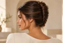 O coque banana voltou mais solto — o clássico French twist está por toda parte em 2026 mulher usando coque banana moderno com acabamento suave e elegante