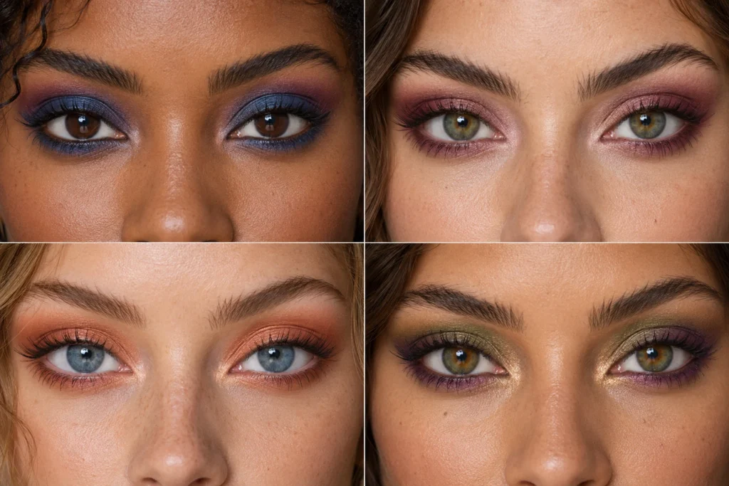 Cores de sombra para destacar olhos castanhos, verdes, azuis e cor de mel.