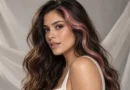 mecha rosa localizada em cabelo castanho com acabamento moderno