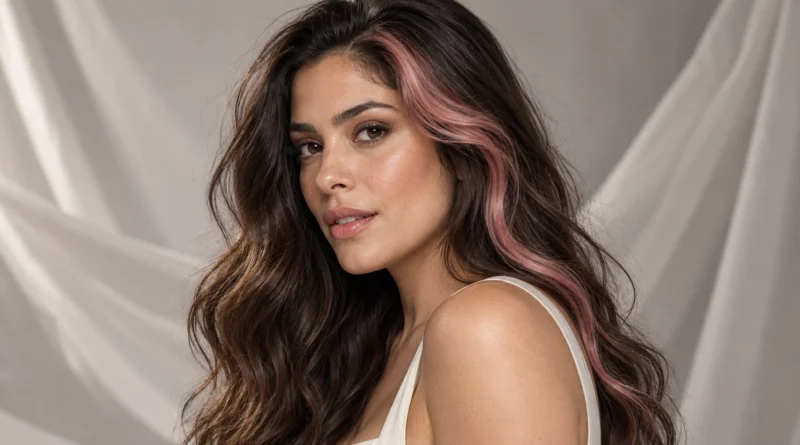 mecha rosa localizada em cabelo castanho com acabamento moderno