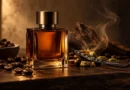 Frasco de perfume com café torrado, baunilha e madeiras escuras