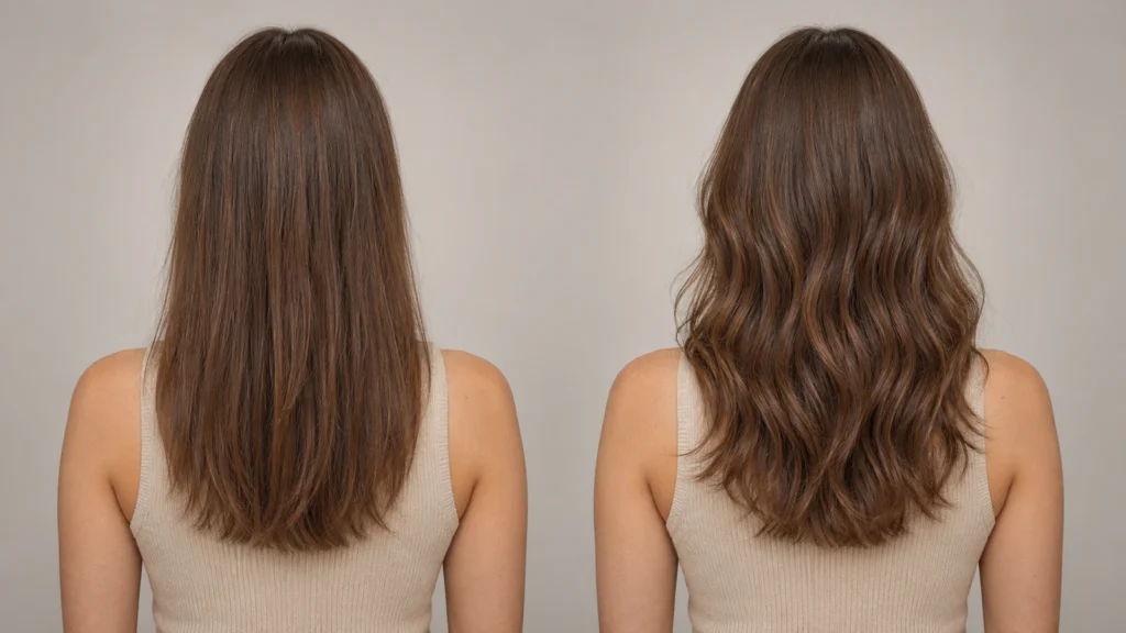 A permanente voltou mais solta e agora parece uma onda natural Antes e depois da permanente ondulada com ondas largas e naturais